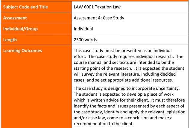 LAW 6001 Taxation Law Assignment-Laureate International Universities 1 LAW 6001 Taxation Law Assignment